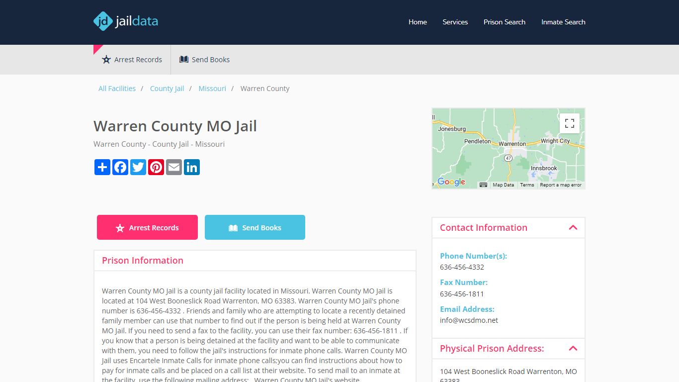 Warren County MO Jail Inmate Search and Prisoner Info - Warrenton, MO